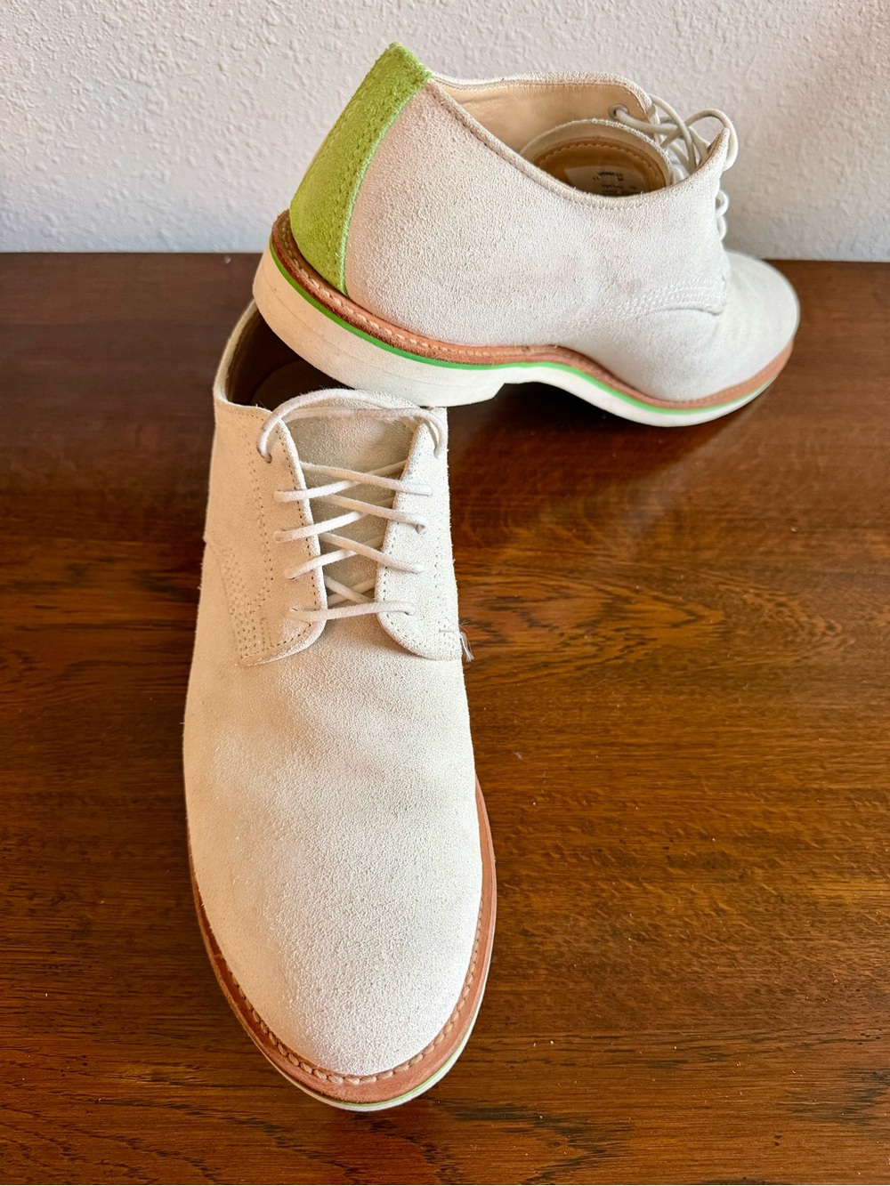 Walk-Over Men’s Custom White Cream Buck Suede “Derby Classic” Style Shoes 11 M - Picture 3 of 12